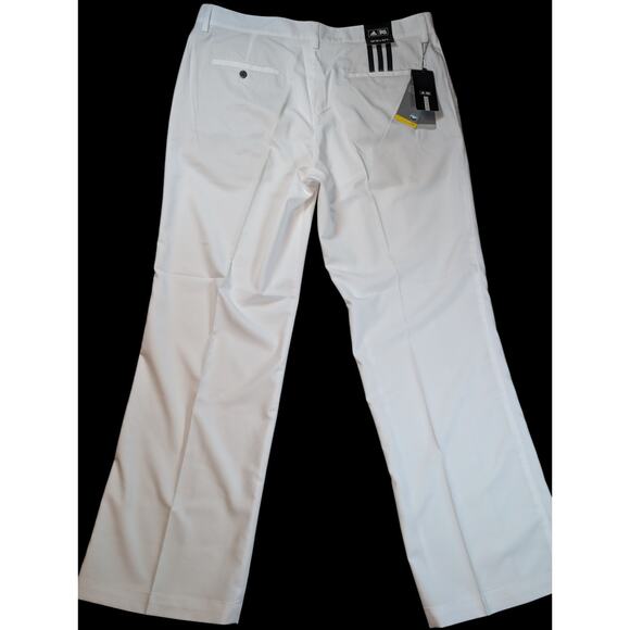 Adidas NWT Golf Pants Mens 38x32 White Climalite 3 Stripe Tech Performance Pants - Picture 7 of 13
